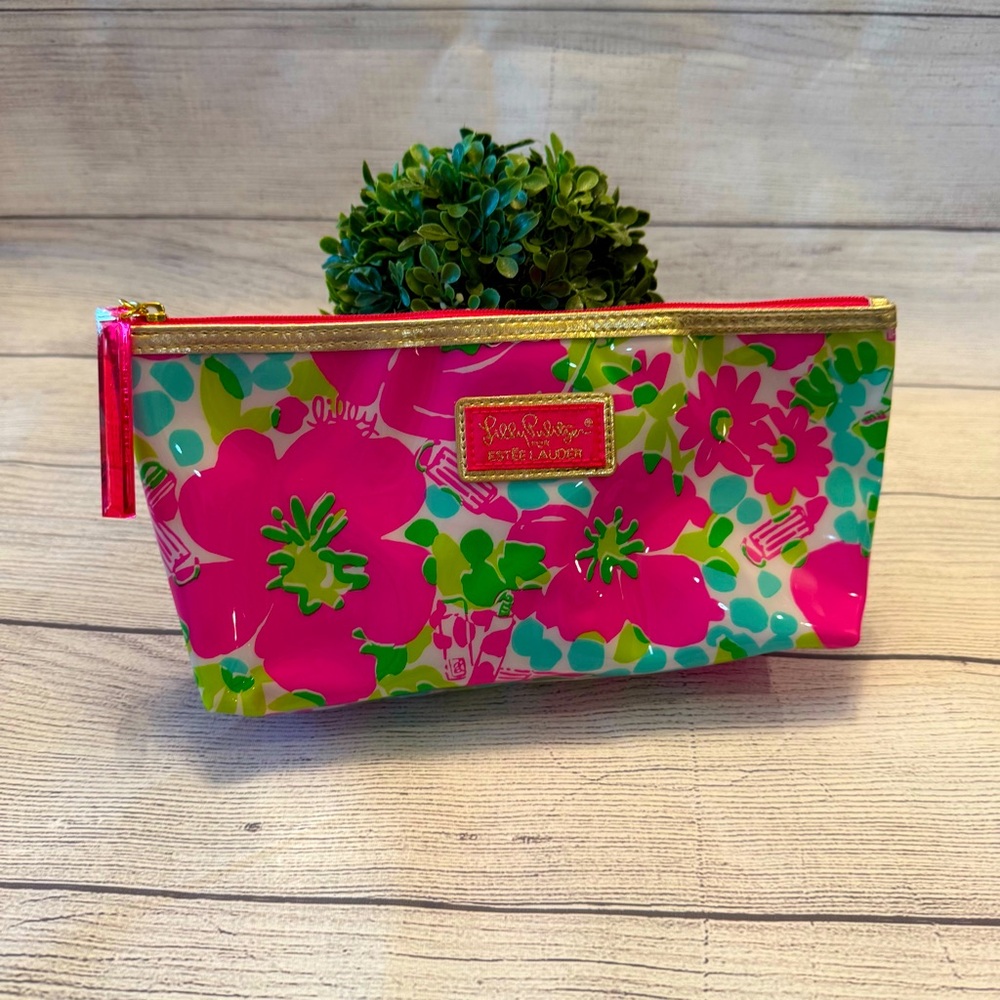 Lilly Pulitzer Vibrant Pink and Green Floral Pouch